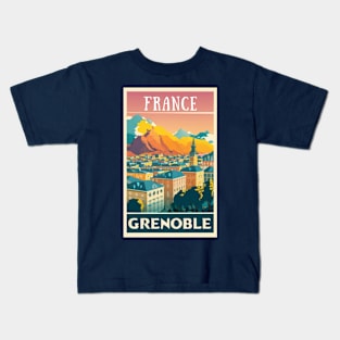 A Vintage Travel Art of Grenoble  - France Kids T-Shirt